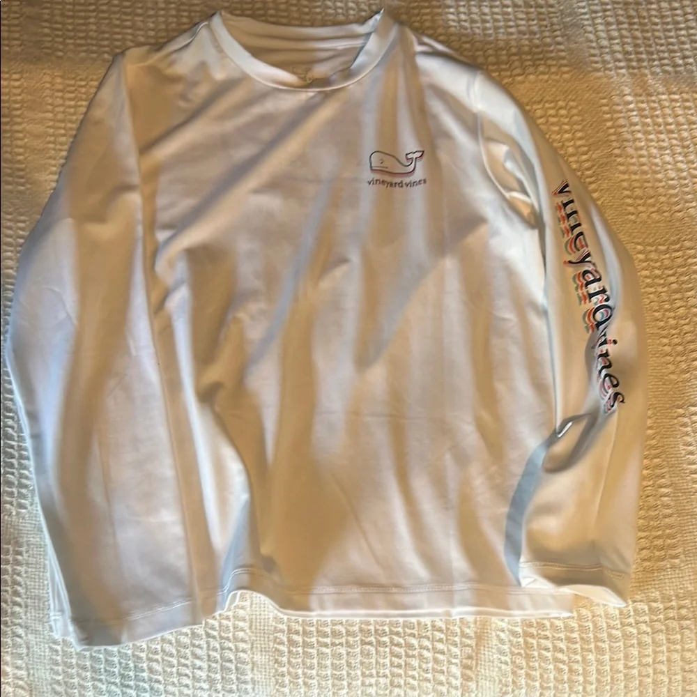 Vineyard Vines Kids White Long-Sleeve Whale Swim Shirt